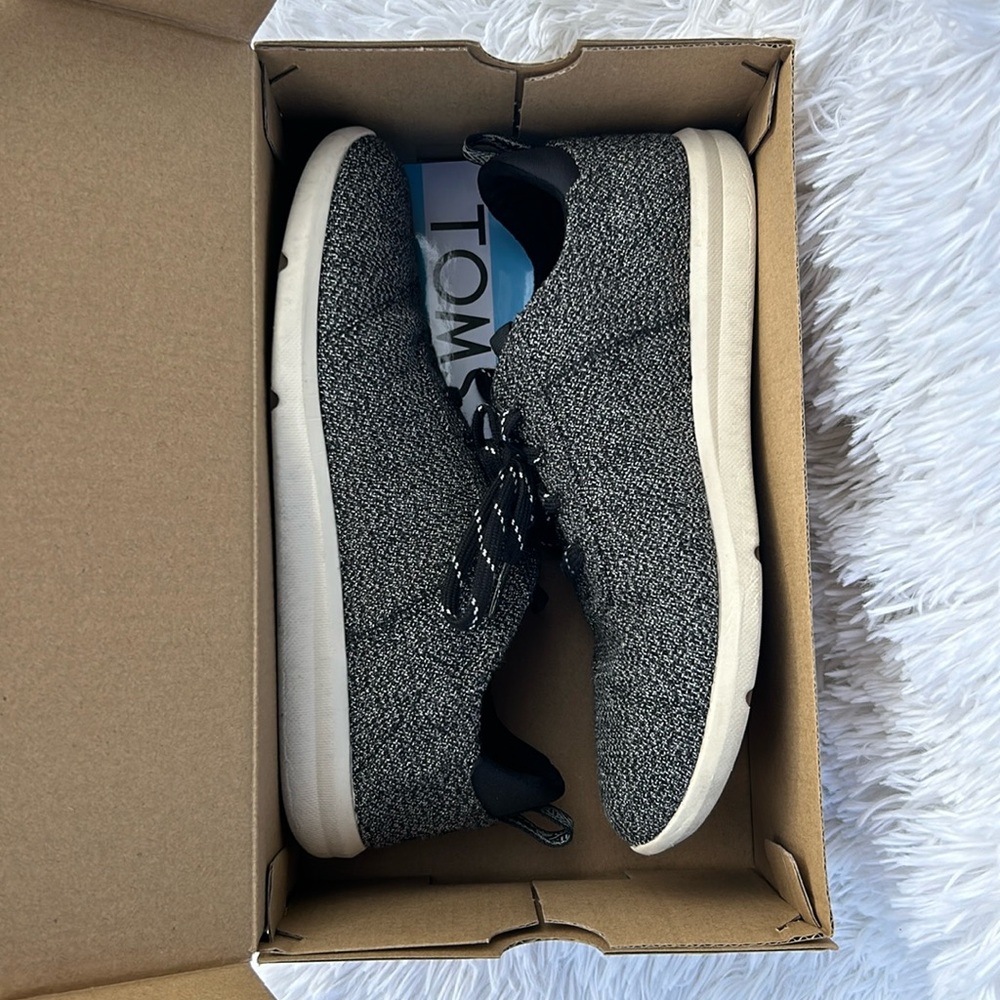 Toms Cabrillo Black and White Terry Cloth Lace Up Sneaker Tennis Shoe Size 8.5 - Picture 7 of 12